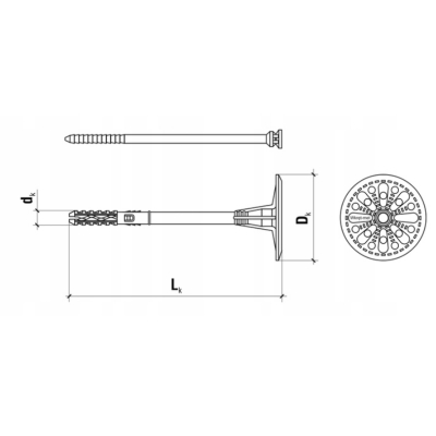 KOŁKI STYROPIANU KLIMAS WKRĘT-MET 14cm ZAŚLEPKI GRAFIT 200 szt FREZ WIERTŁO